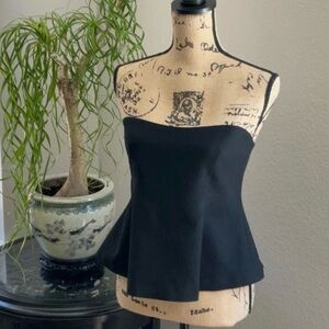 ZARA SWEETHEART NECKLINE FLARED BANDEAU TOP - BLACK PEPLUM STRAPLESS BUSTIER